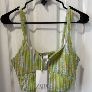 Zara Light Green Textured Top